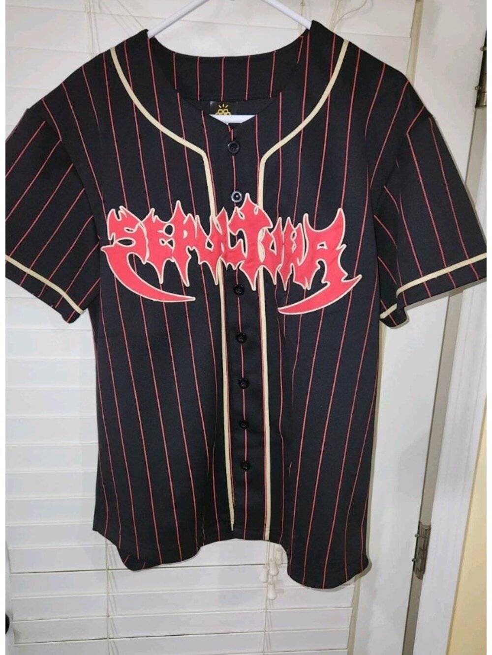 SEPULTURA TERRITORY Baseball Jersey Adult Small Black Red Pinstripe Stitched